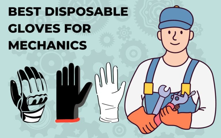 Mechanic holding tools, wearing disposable gloves. Best disposable gloves for mechanics.