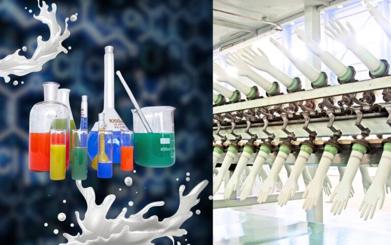 Nitrile glove manufacturing process and chemical composition.