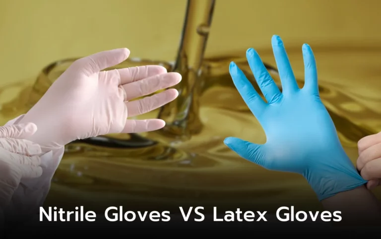 Nitrile vs latex gloves: Resistance to oil shown.