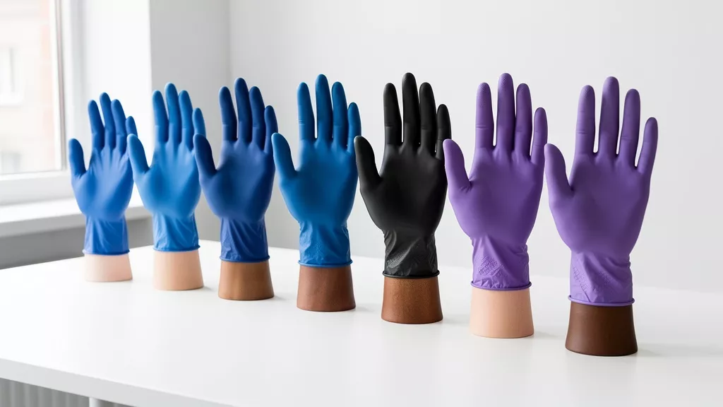 Variety of properly fitted nitrile gloves in different sizes