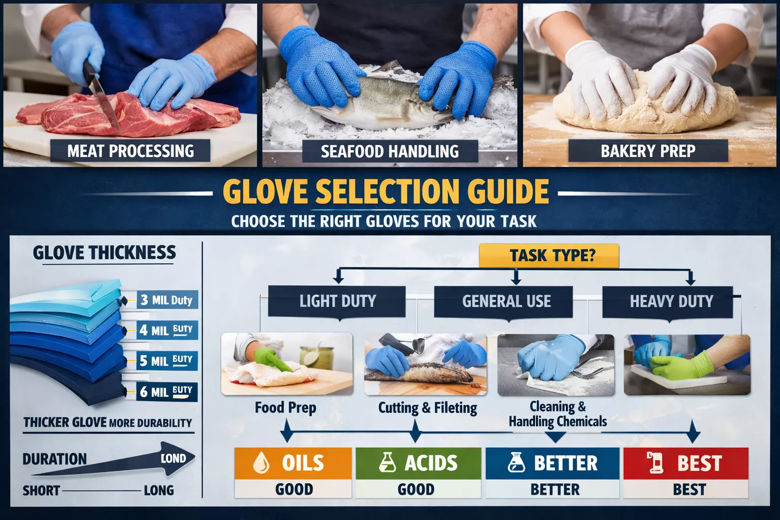 Practical () image showing real-world food processing applications across multiple scenarios. Top row displays three