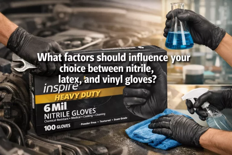What factors should influence your choice between nitrile, latex, and vinyl gloves?