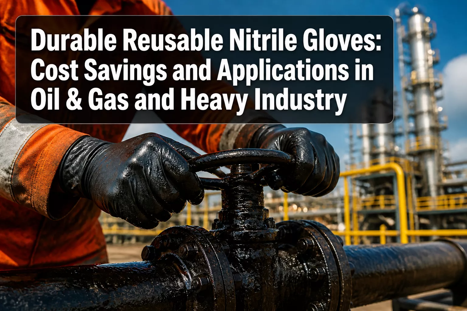 Professional () hero image featuring 'Durable Reusable Nitrile Gloves: Cost Savings and Applications in Oil & Gas and Heavy