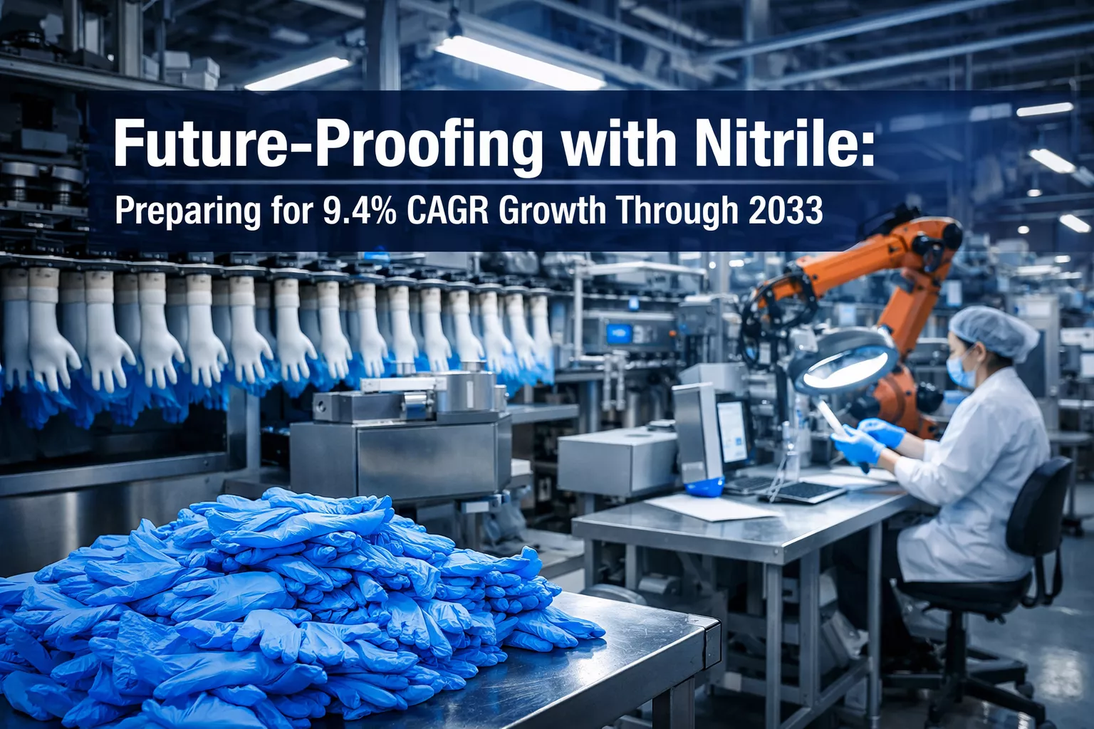 Professional () hero image featuring 'Future-Proofing with Nitrile: Preparing for 9.4% CAGR Growth Through 2033' in extra