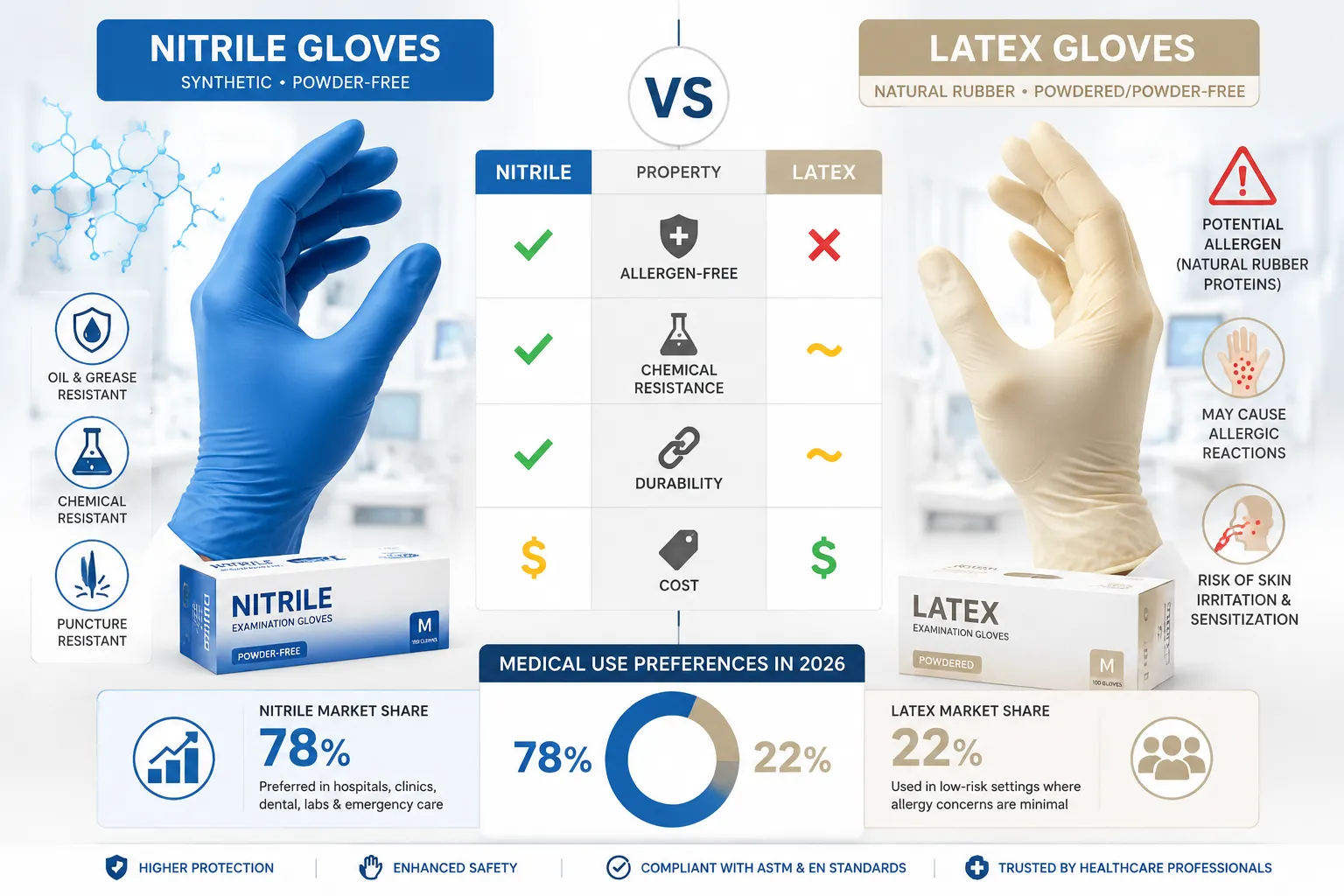 Nitrile Gloves vs Latex Gloves: Which Is Better for Medical Use