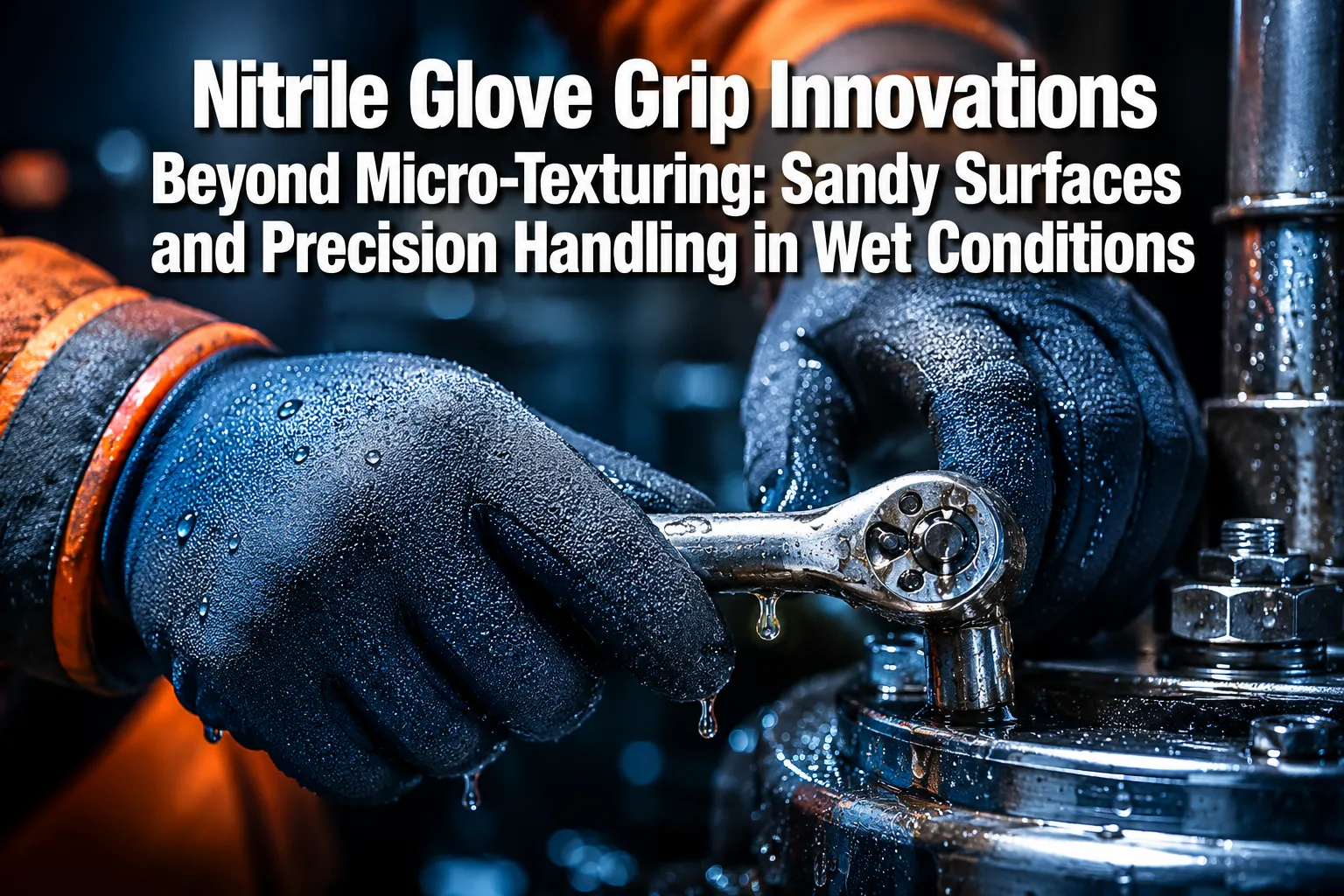 Professional () hero image with 'Nitrile Glove Grip Innovations Beyond Micro-Texturing: Sandy Surfaces and Precision