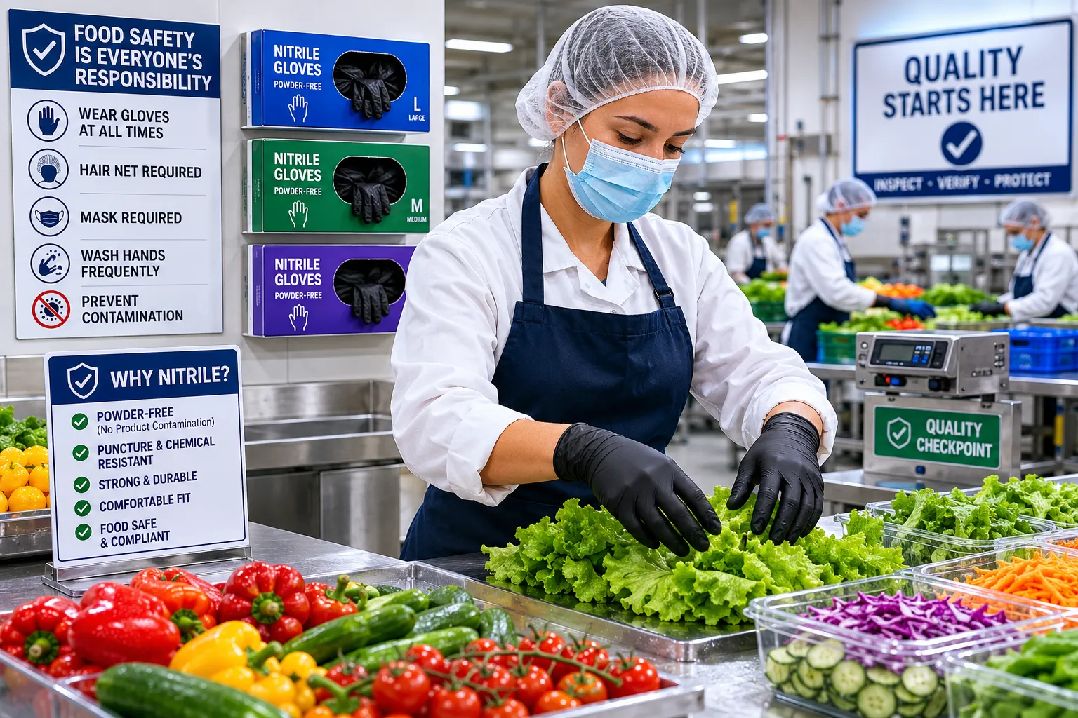 Selection Criteria for Powder-Free Nitrile Gloves in Food Processing