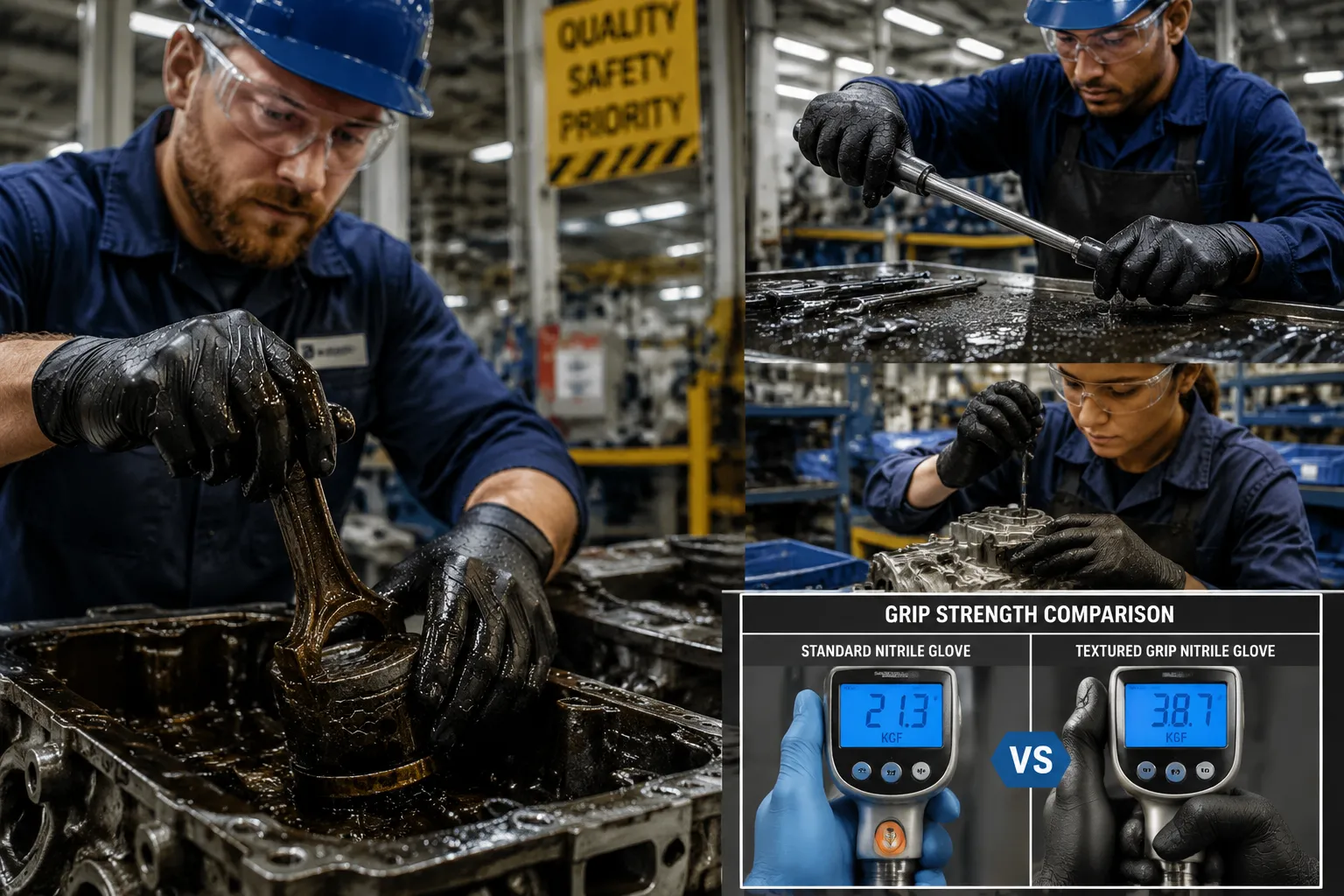 Textured Grip Nitrile Gloves: Enhancing Safety in Wet and Oily Industrial Environments Through Real-World Testing