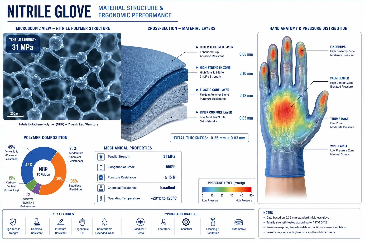 Understanding Tensile Strength and Material Performance in Ergonomic Nitrile Gloves