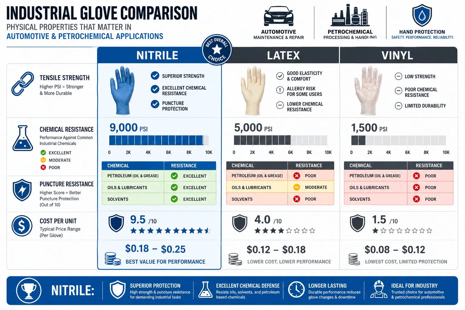 What Makes Nitrile Gloves Better Than Latex for Petrochemical Work