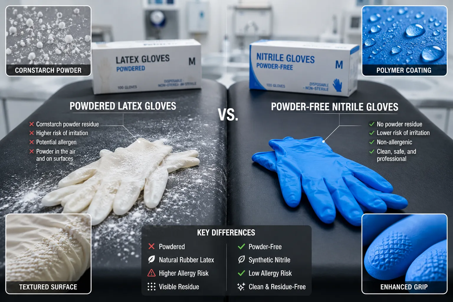 Difference Between Powdered and Powder-Free Nitrile Gloves